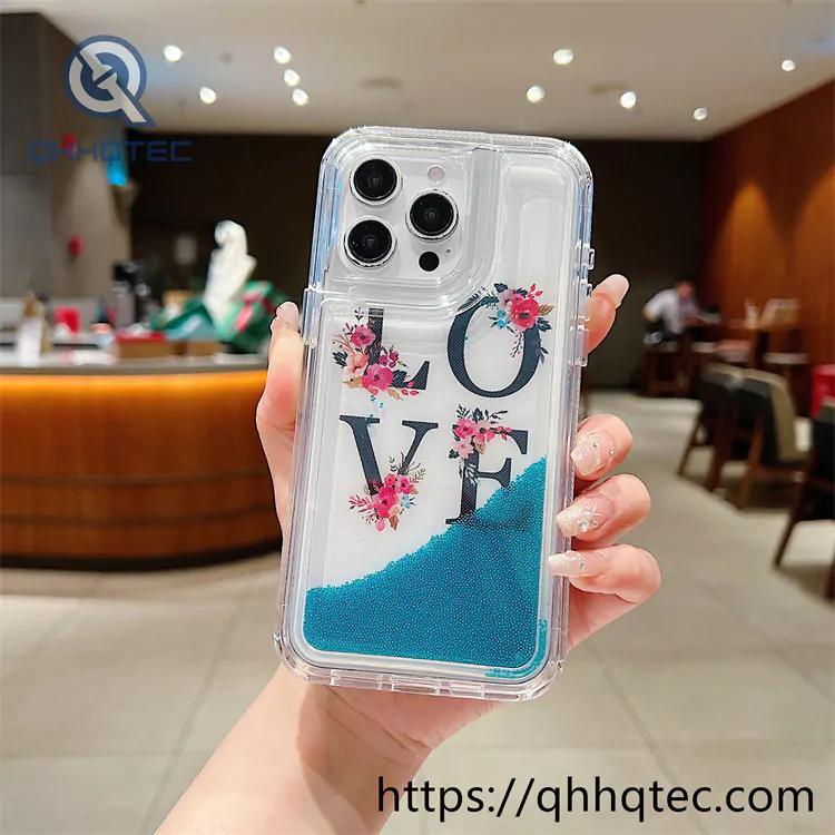 bright color words 2 in 1 quicksand phone case