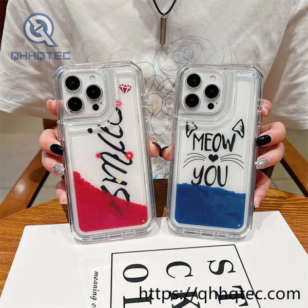 bright color words 2 in 1 quicksand phone case