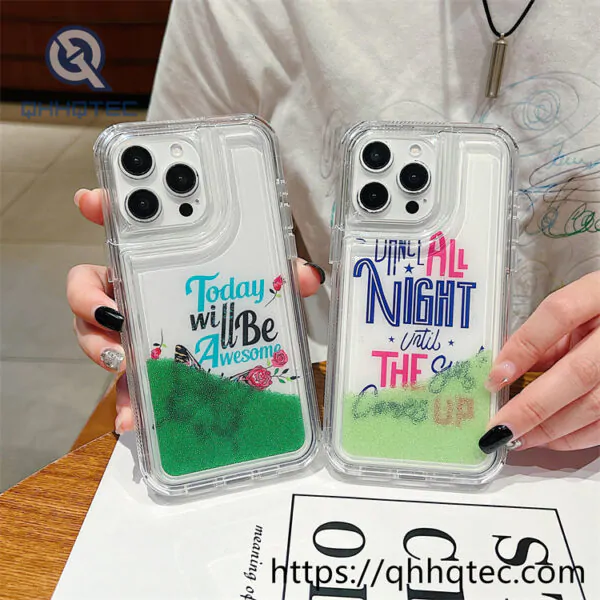 bright color words 2 in 1 quicksand phone case