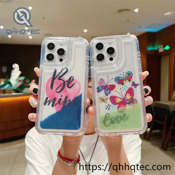 bright color words 2 in 1 quicksand phone case