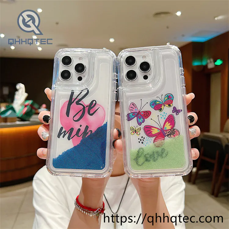 bright color words 2 in 1 quicksand phone case