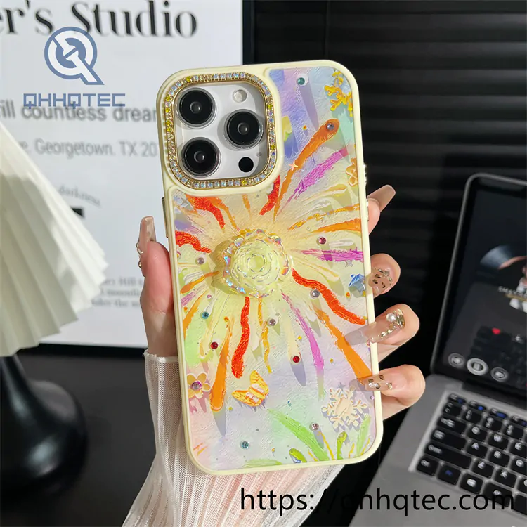 colorful fireworks pattern diamond lens phone case