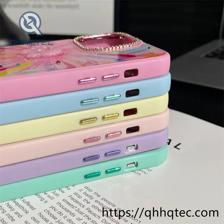 colorful fireworks pattern diamond lens phone case