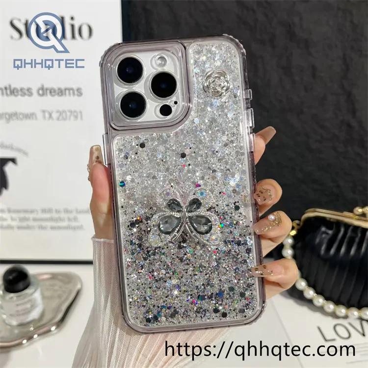gradient color full glitter butterfly 3 in 1 case