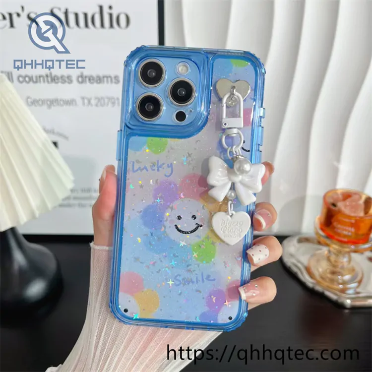 colorful frame 3 in 1 love case with pendant
