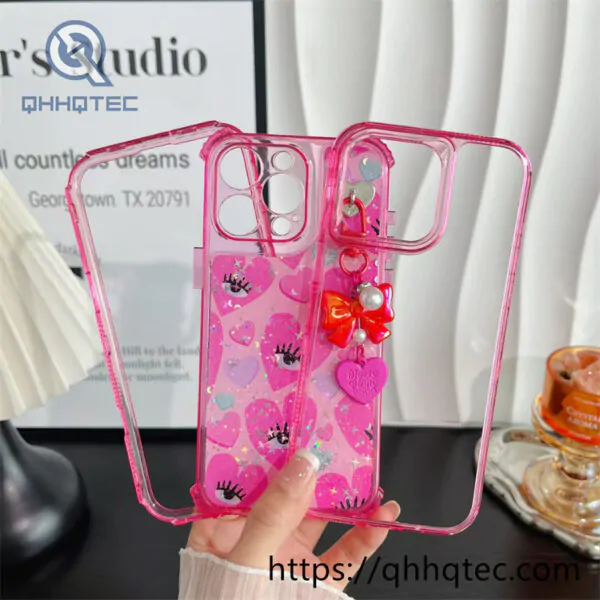 colorful frame 3 in 1 love case with pendant