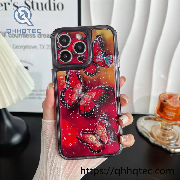 colorful starry sky butterfly 3 in 1 360 protect case