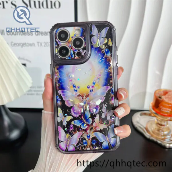 colorful starry sky butterfly 3 in 1 360 protect case