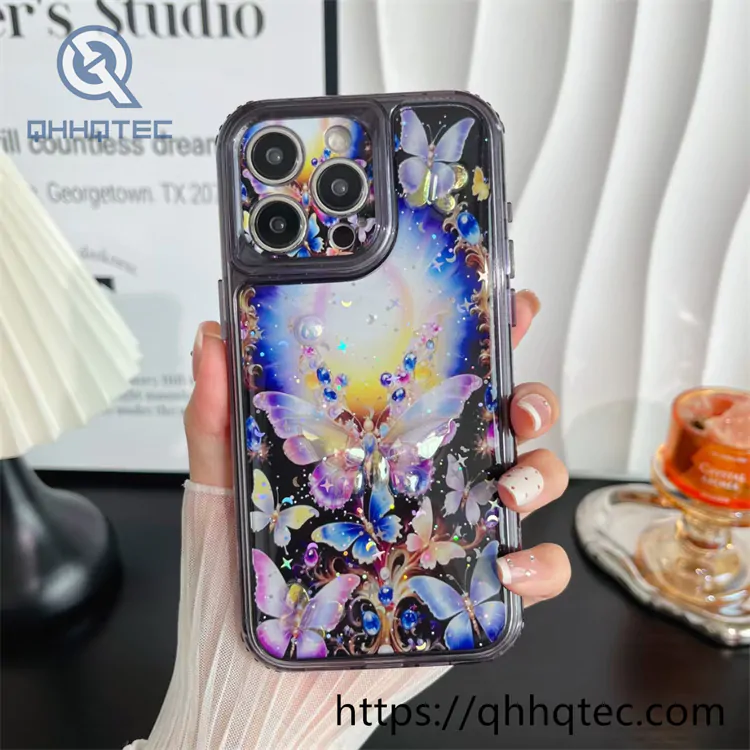 colorful starry sky butterfly 3 in 1 360 protect case