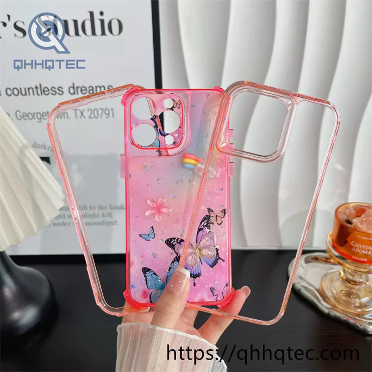 colorful starry sky butterfly 3 in 1 360 protect case