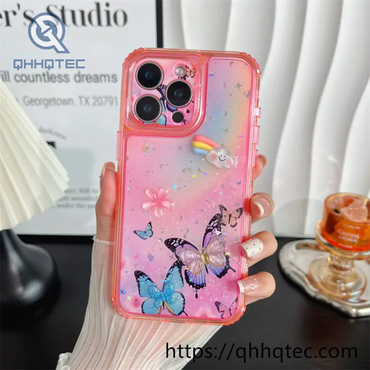 colorful starry sky butterfly 3 in 1 360 protect case