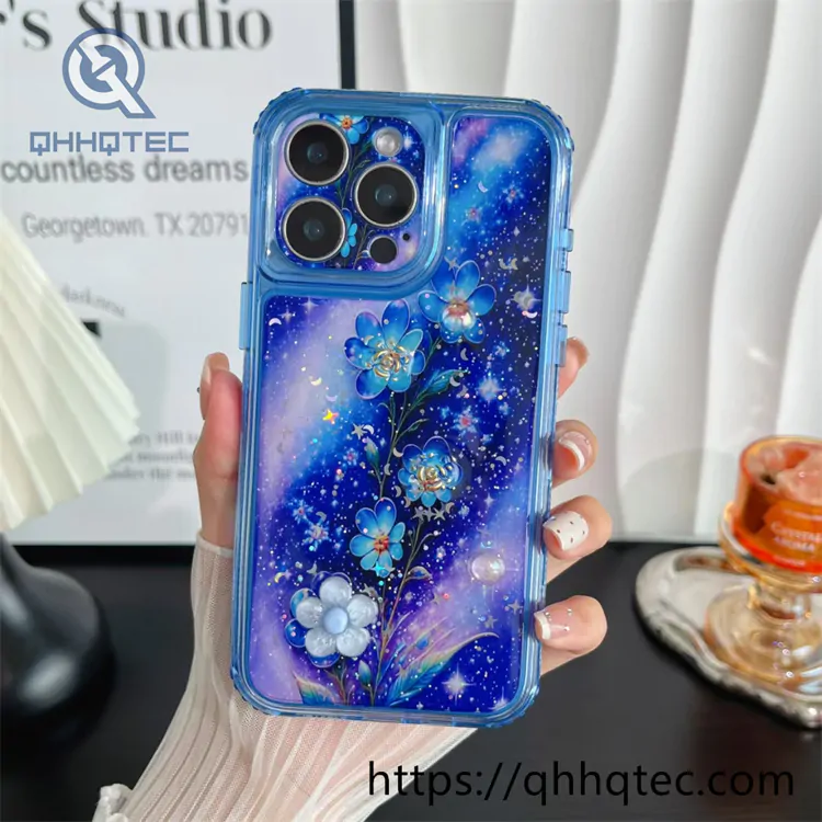 colorful starry sky butterfly 3 in 1 360 protect case