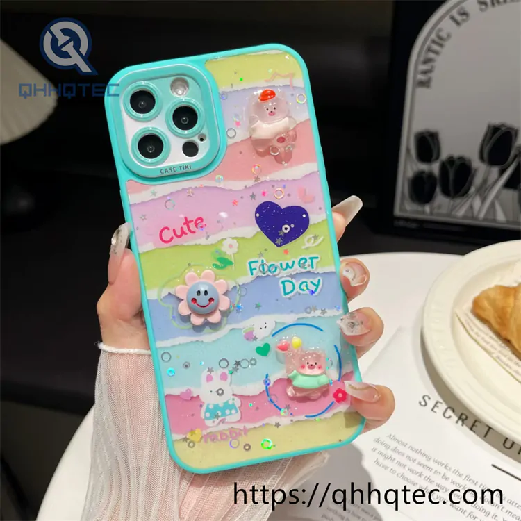 colorful painting glitter 360 case with pendant (复制)