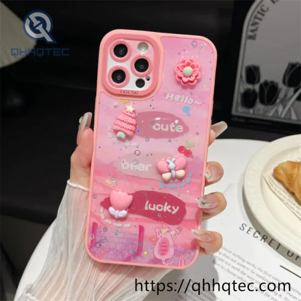 colorful painting glitter 360 case with pendant (复制)
