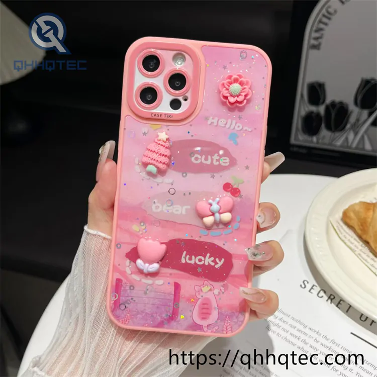 colorful painting glitter 360 case with pendant (复制)