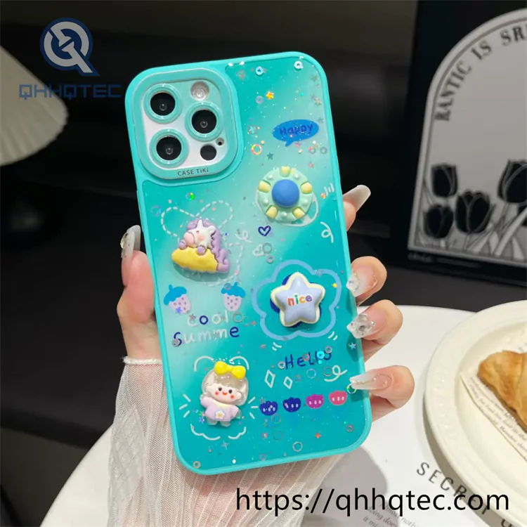 colorful painting glitter 360 case with pendant (复制)