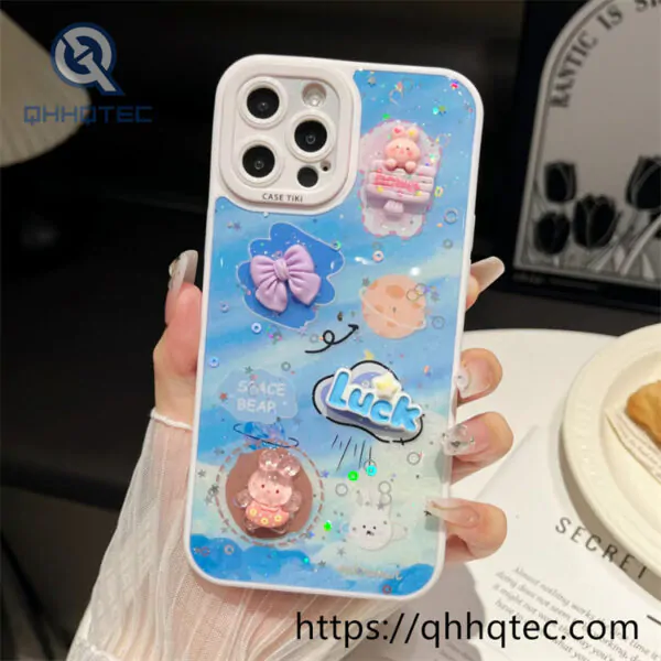 gradient rainbow color phone case with 3d decoration