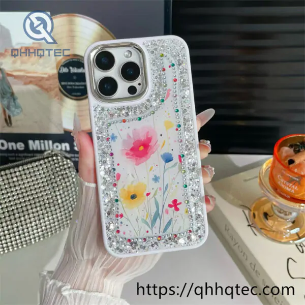 gradient glitter transparent case with heart bracket (复制)