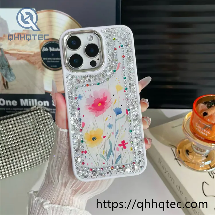 gradient glitter transparent case with heart bracket (复制)