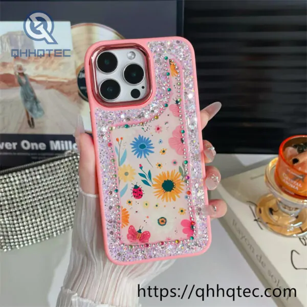 gradient glitter transparent case with heart bracket (复制)
