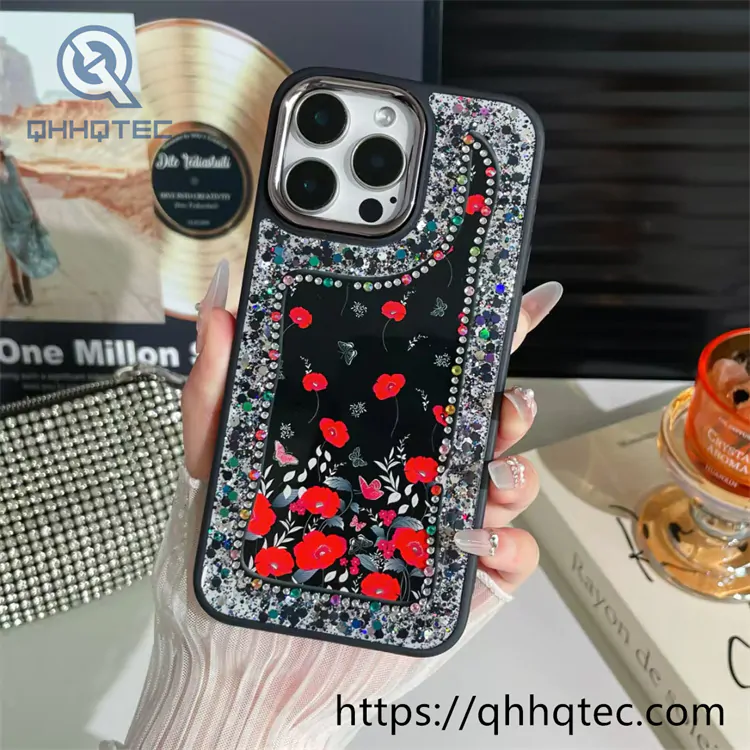 gradient glitter transparent case with heart bracket (复制)