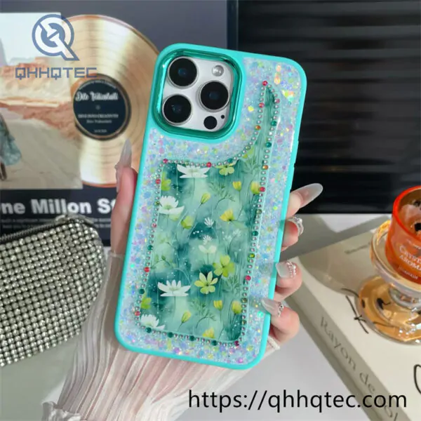 gradient glitter transparent case with heart bracket (复制)