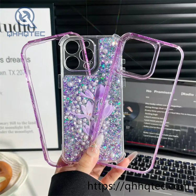 full sequins 3 in 1 flowers phone case 配