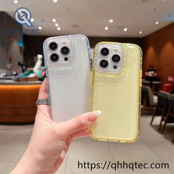transparent large hole diamond bubble phone case