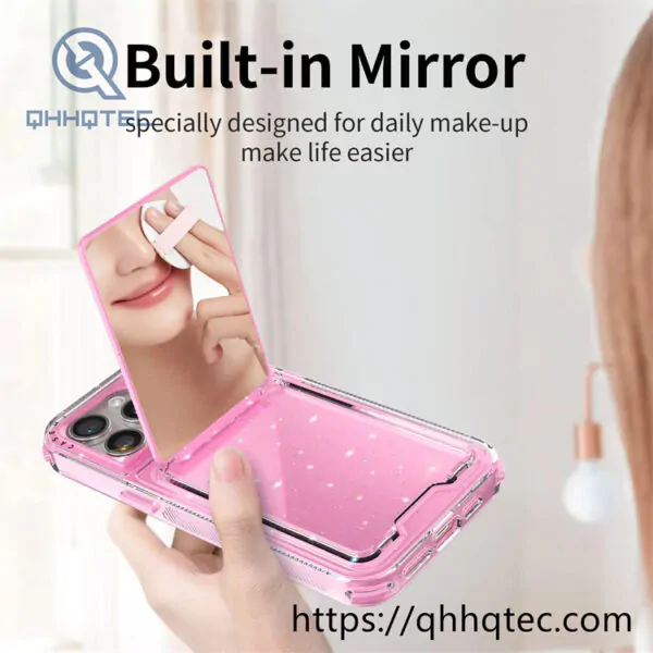 women makeup mirror shiny pop case