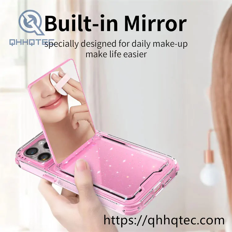 women makeup mirror shiny pop case