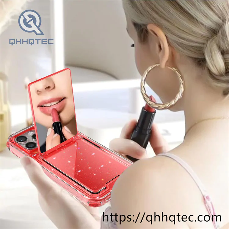 women makeup mirror shiny pop case