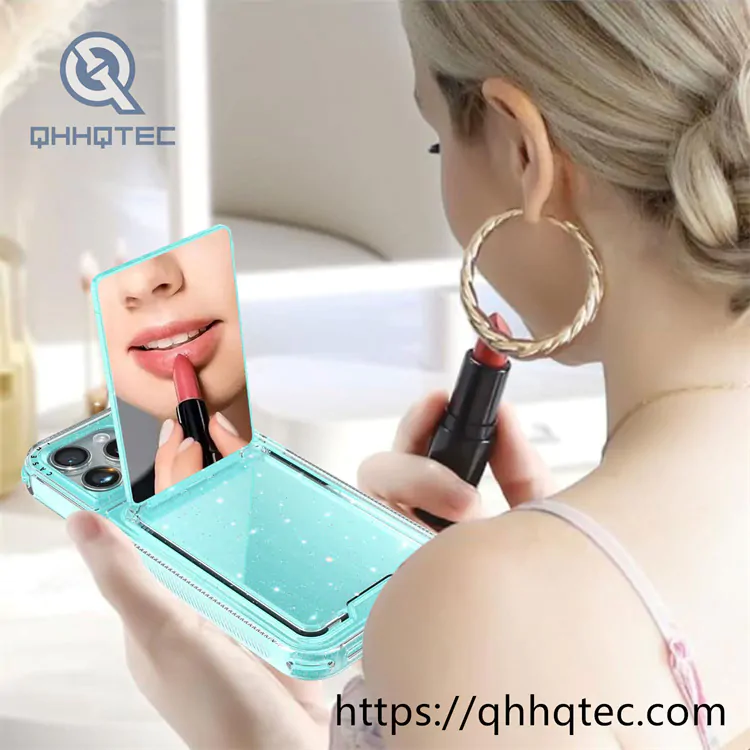 women makeup mirror shiny pop case