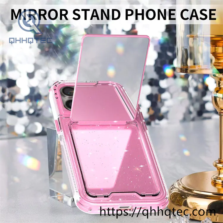 women makeup mirror shiny pop case
