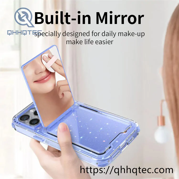 women makeup mirror shiny pop case