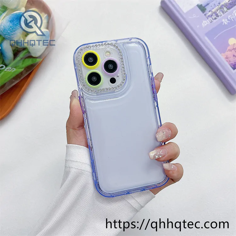 fine hole transparent diamond frame bubble phone case