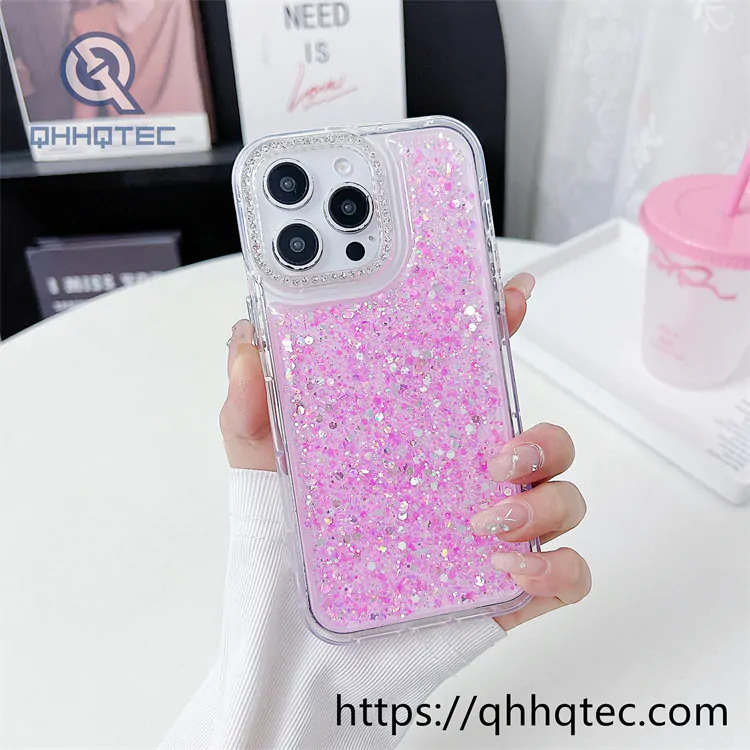dripping full sequin glitter transparent case