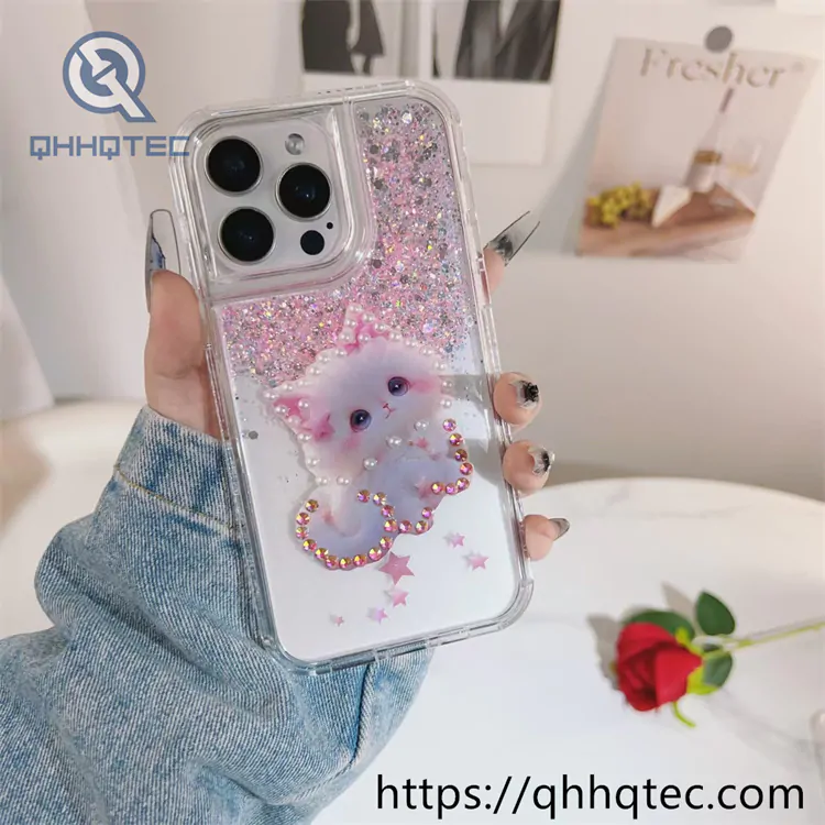 diamond pattern 3 in 1 mobile phone case