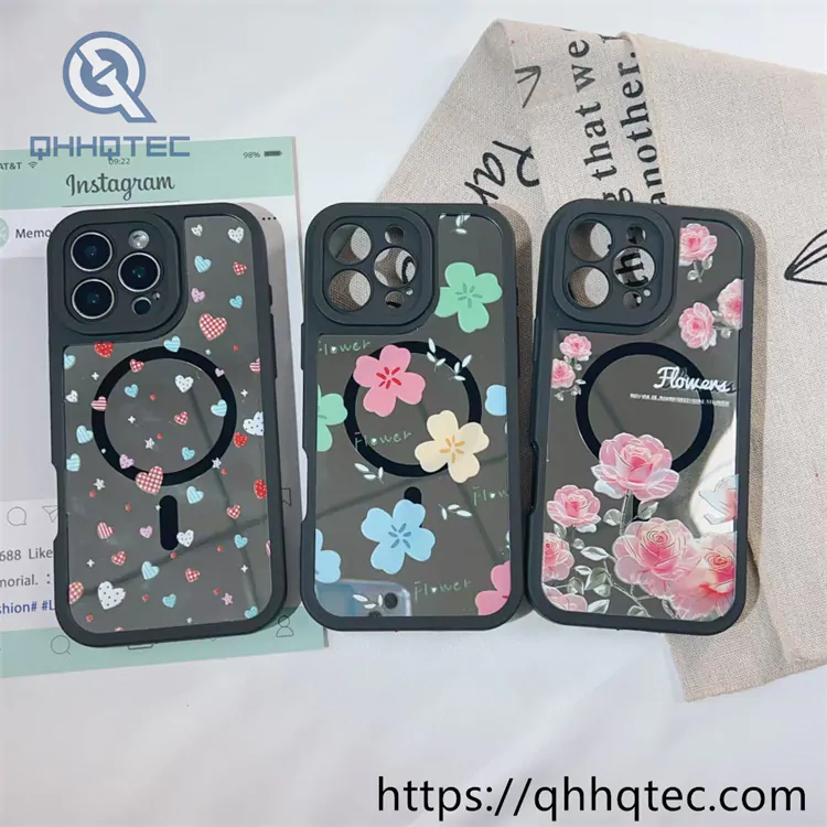 painted flower pattern 2 in 1 magnetic phone case