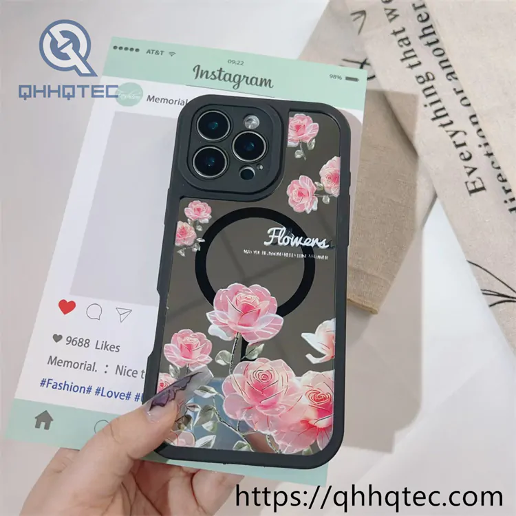 painted flower pattern 2 in 1 magnetic phone case