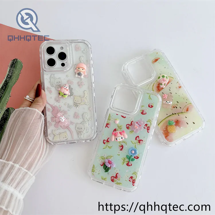 colorful painted glue three in one mobile phone case