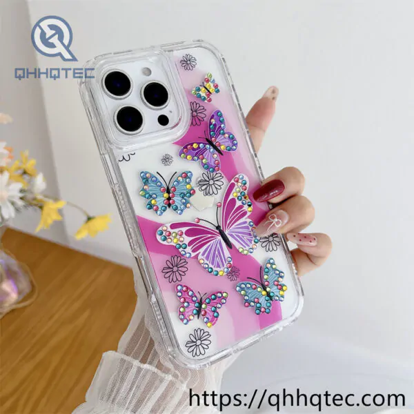 varnished diamond dot shadow painting three in one mobile phone case