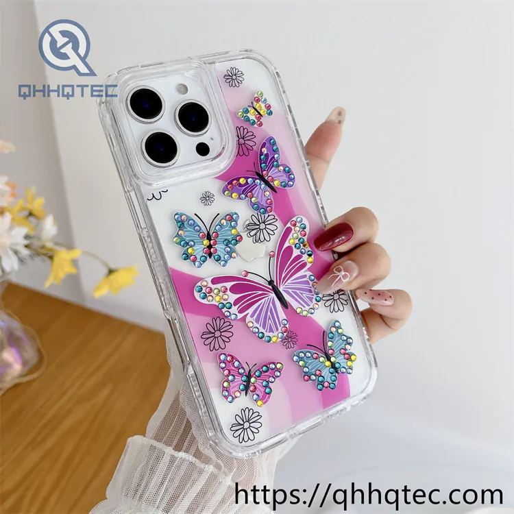 varnished diamond dot shadow painting three in one mobile phone case