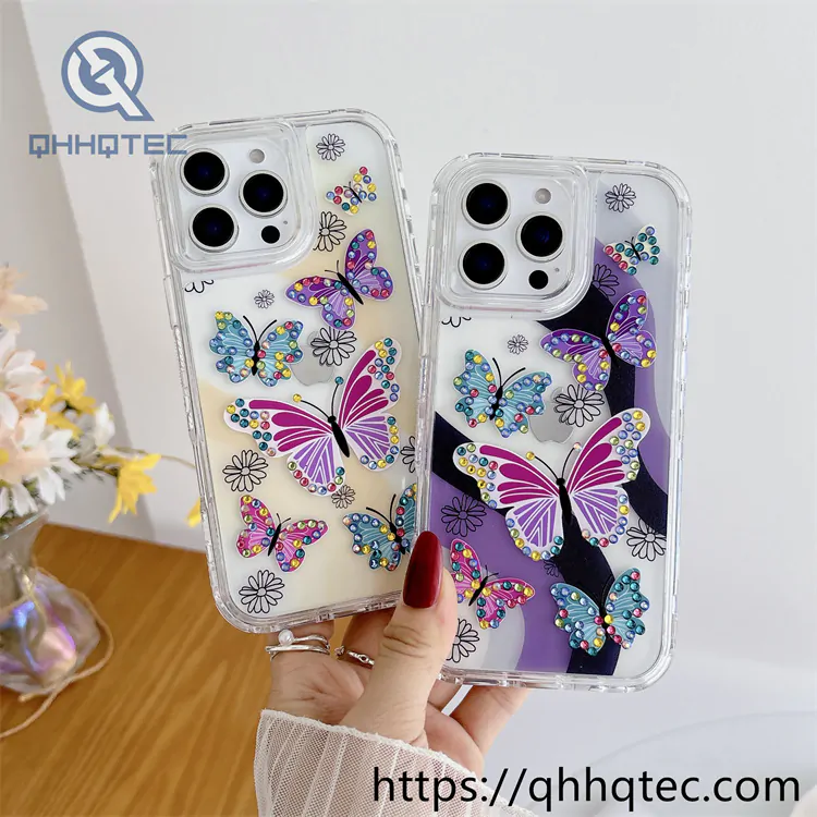 varnished diamond dot shadow painting three in one mobile phone case