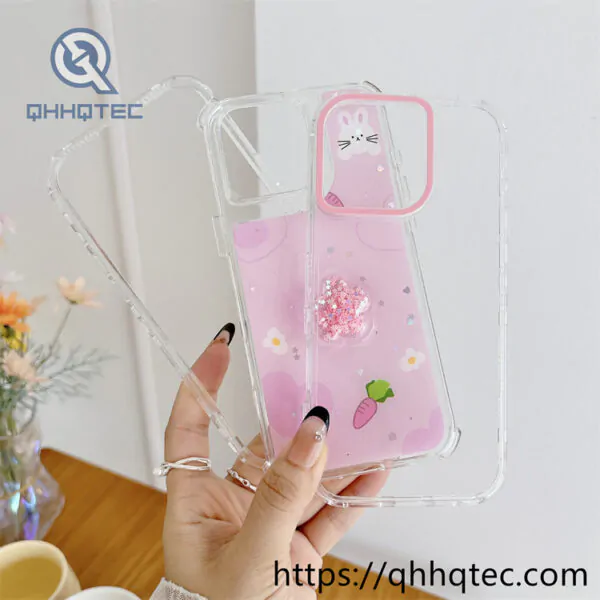 cute painted glue glitter pattern phone case