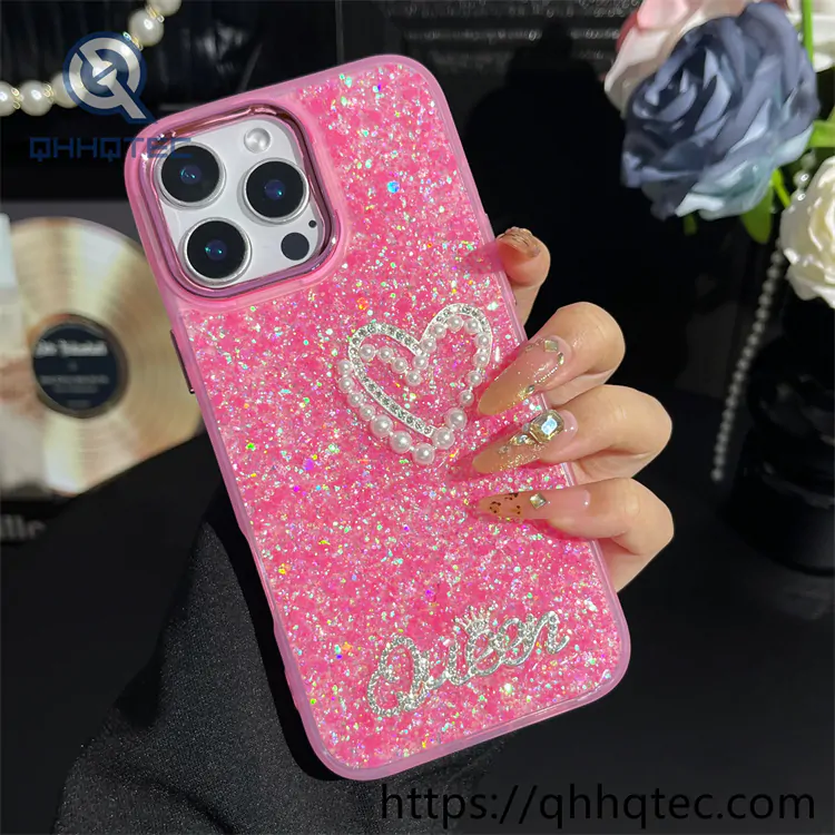 pearl love 2 in 1 full glitter phone case