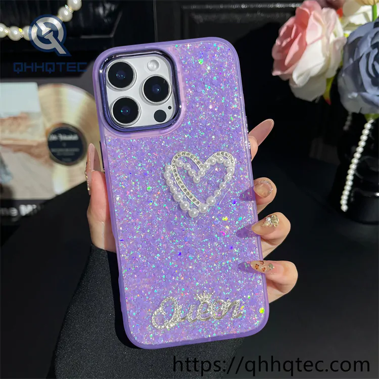 pearl love 2 in 1 full glitter phone case