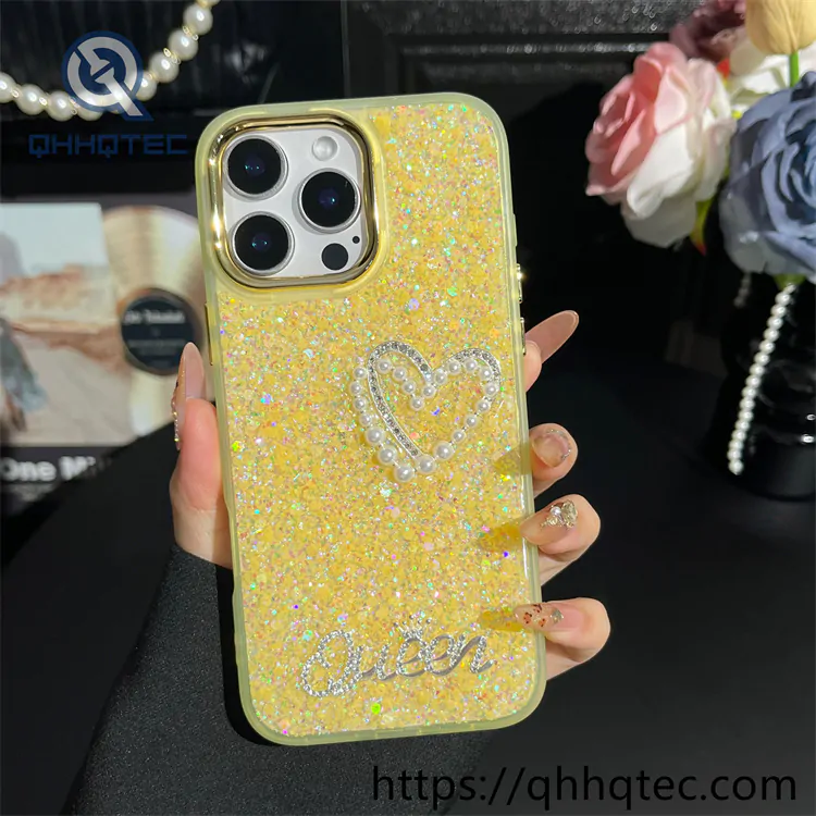pearl love 2 in 1 full glitter phone case