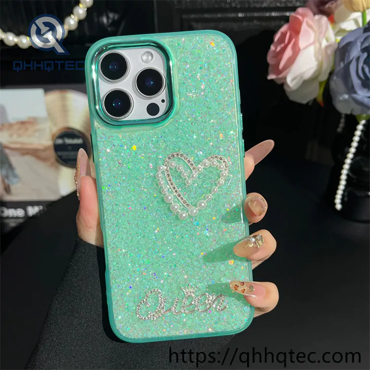 pearl love 2 in 1 full glitter phone case
