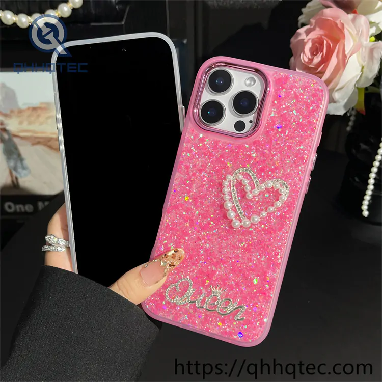 pearl love 2 in 1 full glitter phone case