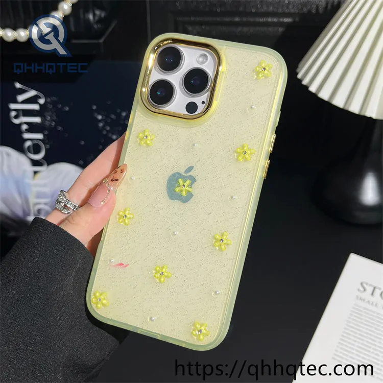 colorful flowers 2 in 1 glitter transcase